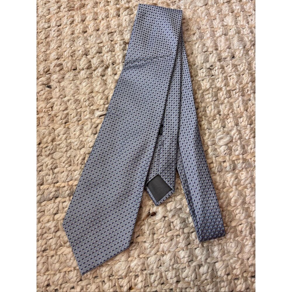 Charvet Paris Navy & light blue Silk Geometric Tie Luxury Designer Necktie Made